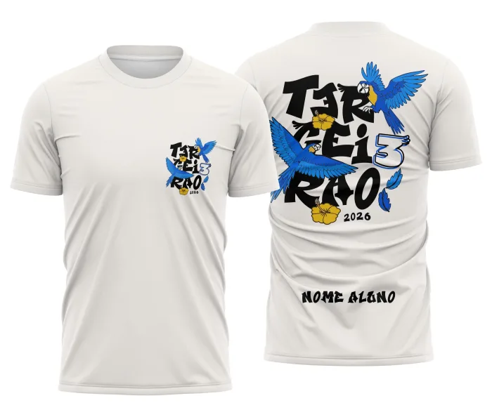 Arte Camisa Terceirão Araras Azul Voando
