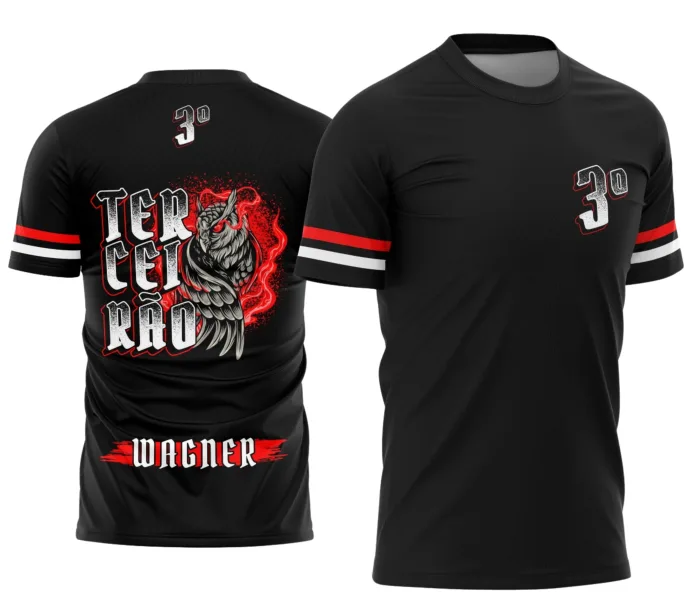 Arte Camisa Terceirão Formandos Coruja Vermelho Fogo