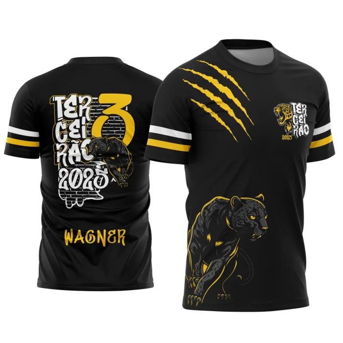 Arte Camisa Terceirão com Estampa Pantera Negra Impactante
