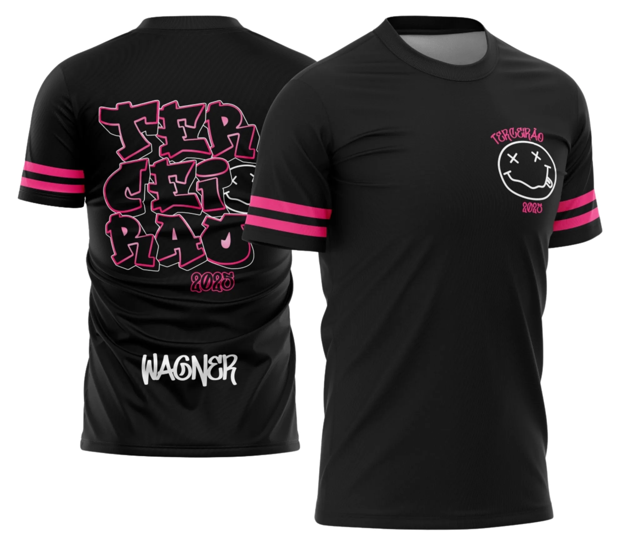 Camiseta unissex preta com logo no peito e estampa grande nas costas mostrando tema Camisa Formandos Terceirão Smille, perfeita para celebrar o último ano do ensino médio com estilo.