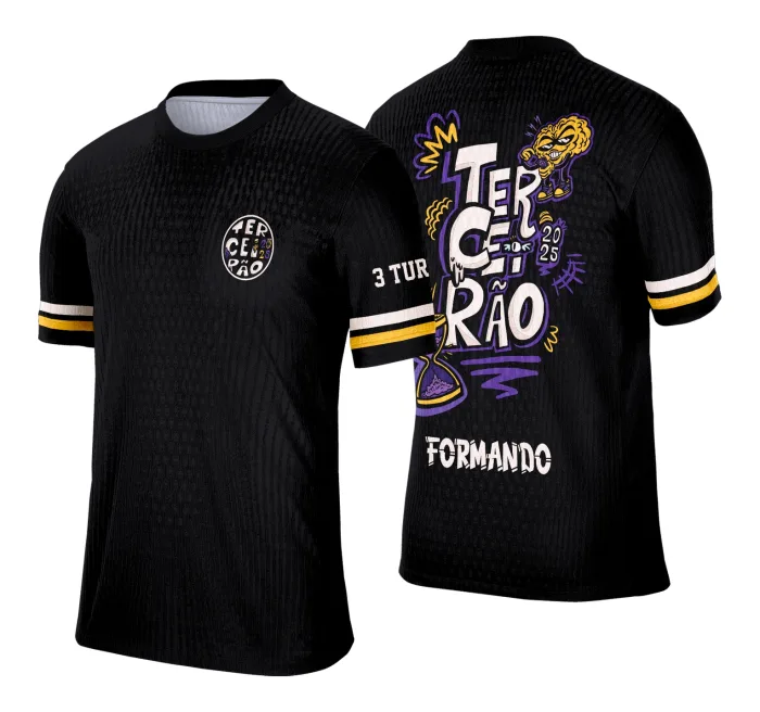 Camiseta unissex preta com logo no peito e estampa grande nas costas no estilo ampulheta, trazendo design gráfico em tom gráfite, perfeita para quem busca estilo único e marcante.