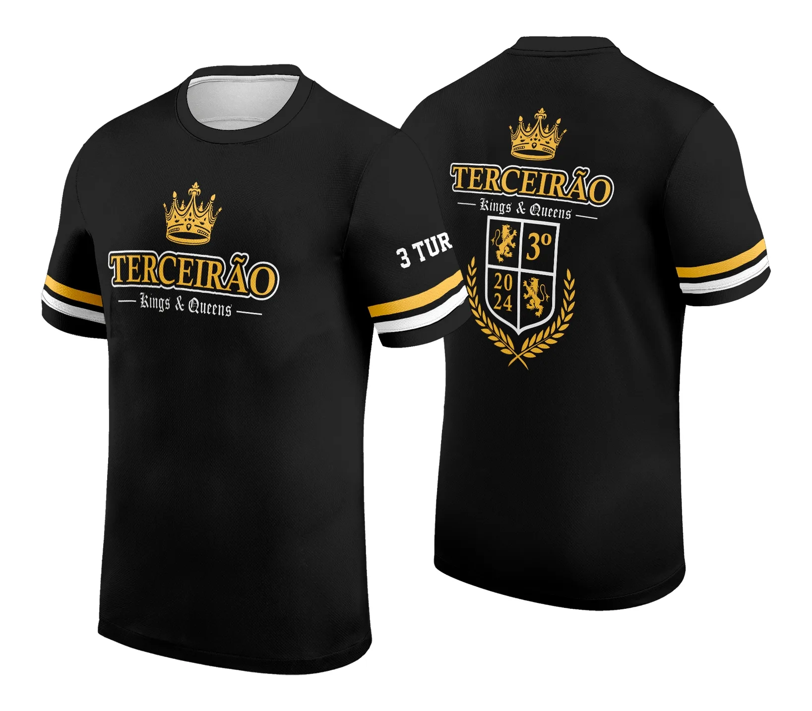 Camiseta unissex preta com logo no peito e estampa grande nas costas do Terceirão exclusiva, ideal para comemorar o último ano escolar com estilo.