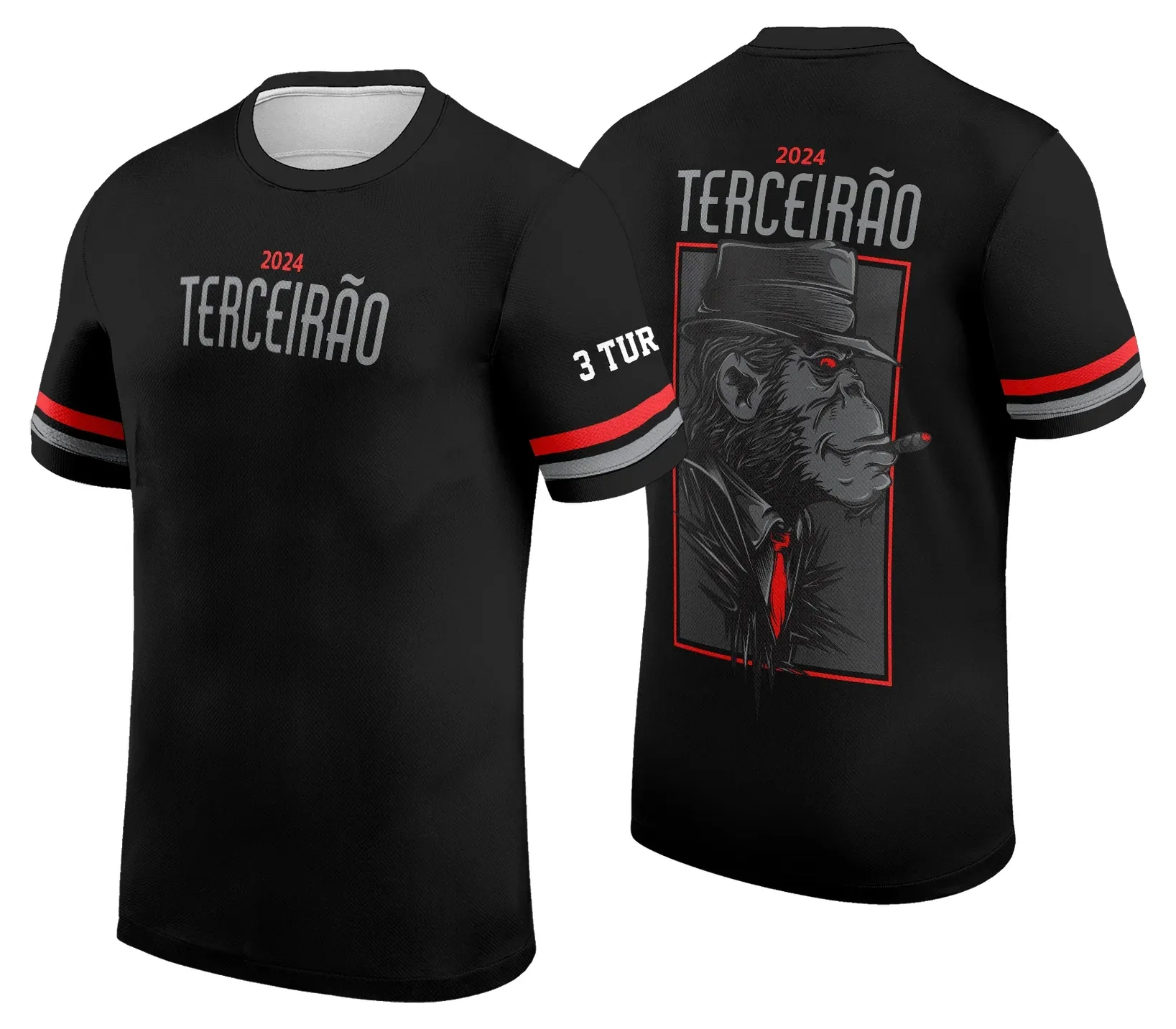 Camiseta unissex preta com logo no peito e estampa grande nas costas destacando o tema de formatura, estilo elegante e moderno ideal para comemorações e eventos especiais.