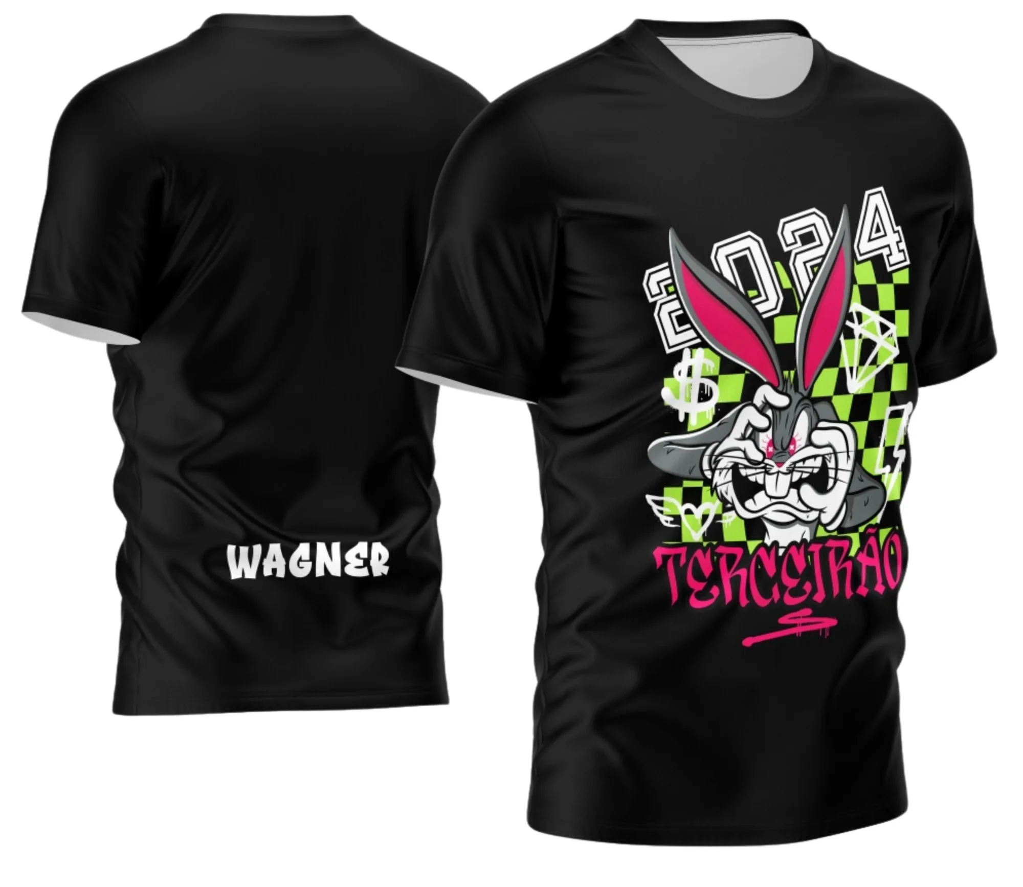 Camiseta unissex preta com logo no peito e estampa grande nas costas celebrando o Terceirão com estilo único, perfeita para estudantes que querem marcar a despedida com atitude.