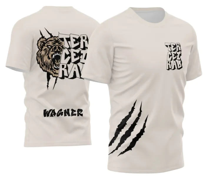 Arte Camisa Terceirão com Estampa de Urso Imponente