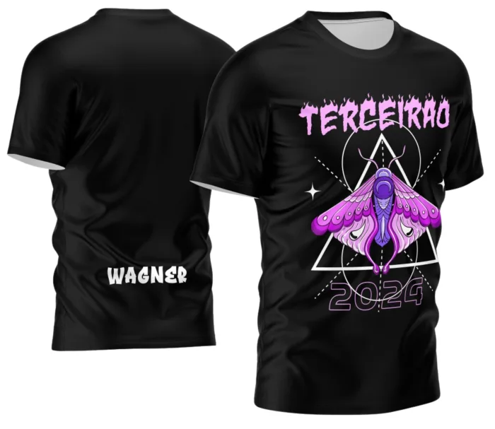 Camiseta unissex preta com logo no peito e estampa grande nas costas celebrando o Terceirão, ideal para jovens comemorarem a formatura com estilo e unidade.