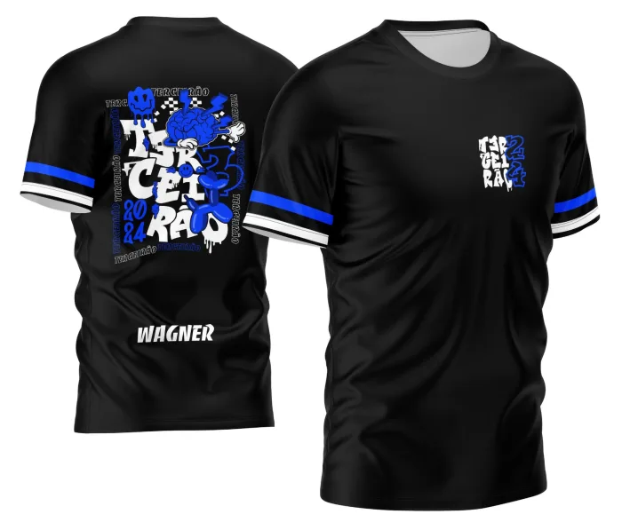 Camiseta unissex preta com logo no peito e estampa grande nas costas representando Terceirão Cérebro 2026, perfeita para estudantes que querem marcar essa fase com estilo.