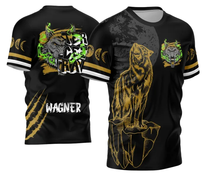 Arte Camisa Terceirão com Lobo da Lua Estilo Único Modelo 14