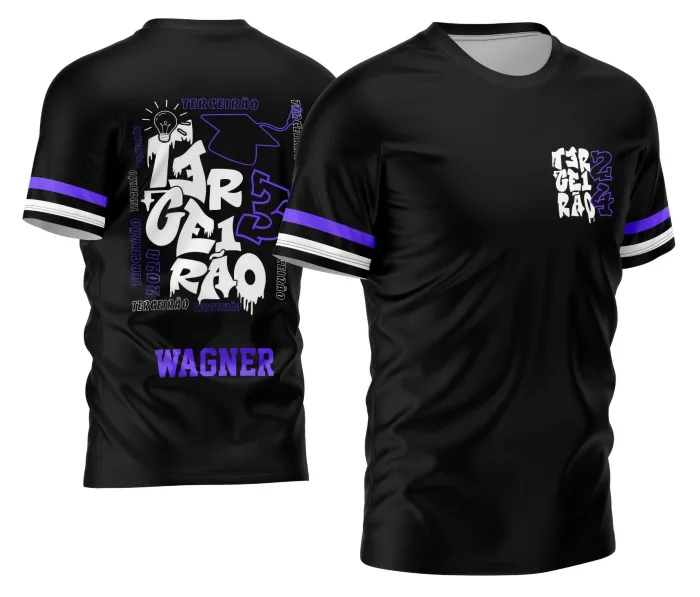 Arte Camisa Terceirão Criativa com Lâmpada e Chapéu