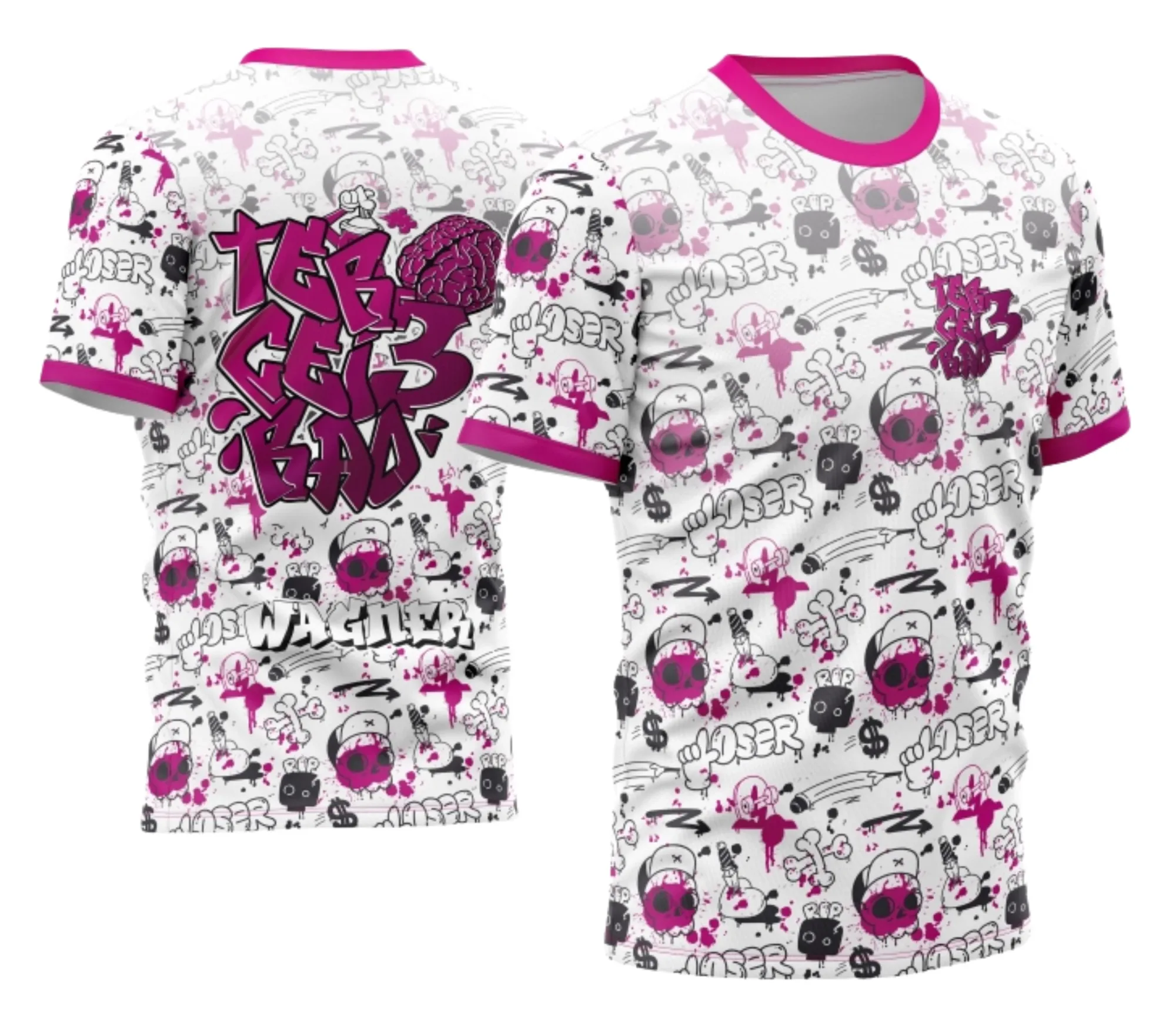 Camiseta unissex preta com logo no peito e estampa grande nas costas do tema Terceirão Graffiti Spray Cérebro, estilo urbano, visual moderno e descolado para estudantes e jovens.