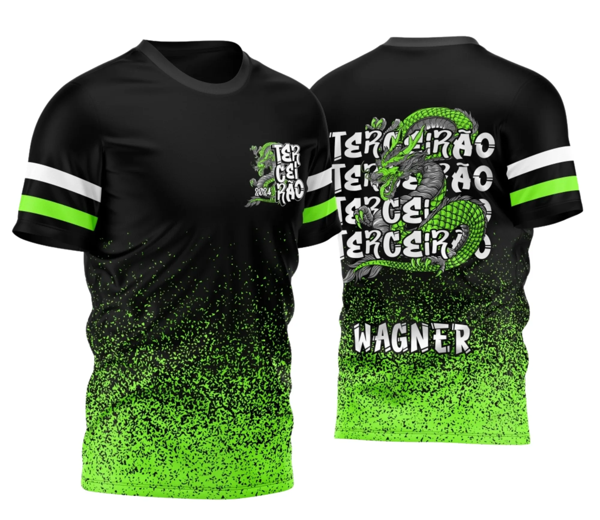 Camiseta unissex preta com logo no peito e estampa grande nas costas sobre o tema Terceirão Dragão 2026, ideal para estudantes que querem marcar essa fase especial com estilo e atitude.
