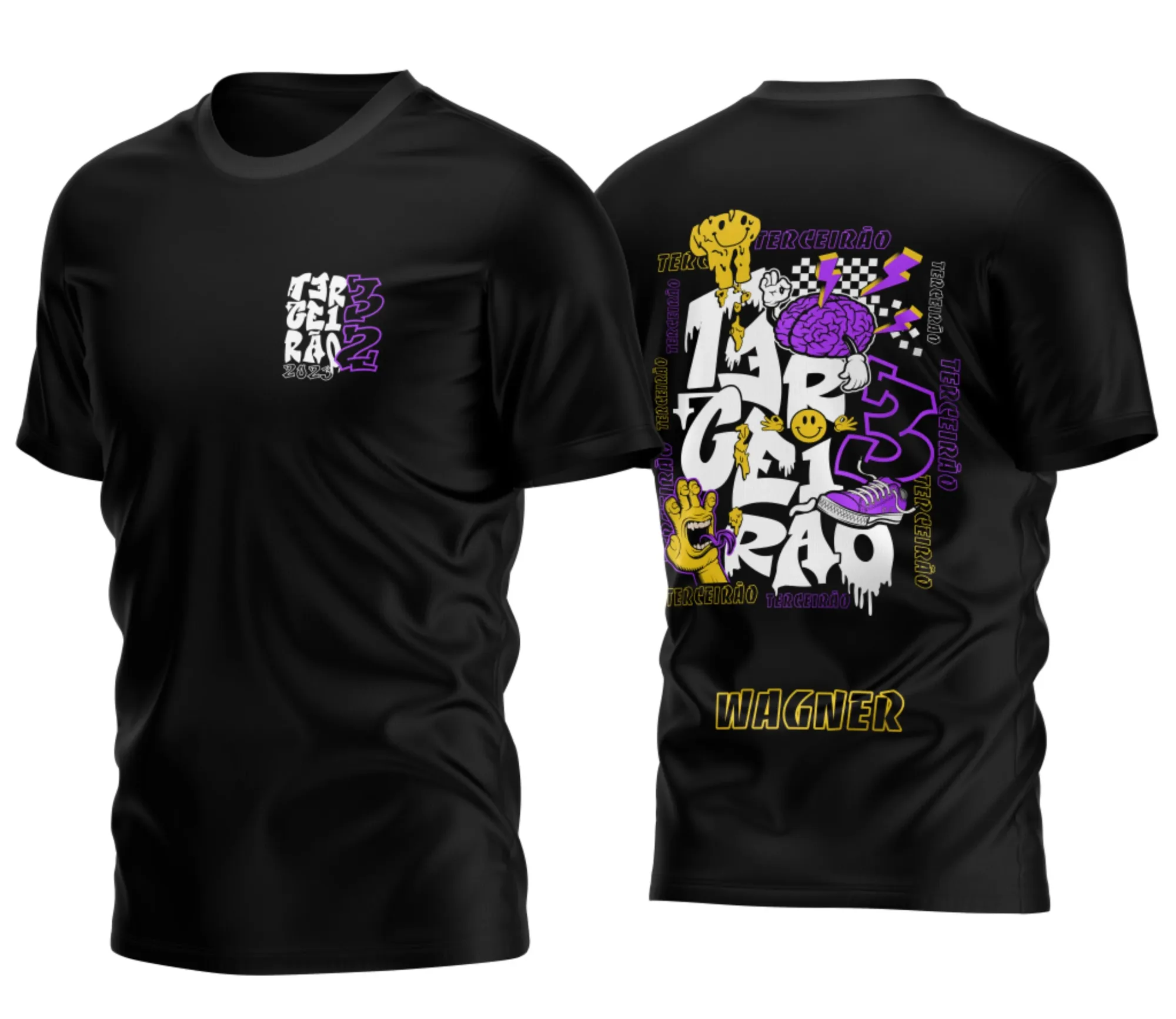 Camiseta unissex preta com logo no peito e estampa grande nas costas do Terceirão Graffite 2026 em estilo moderno e urbano