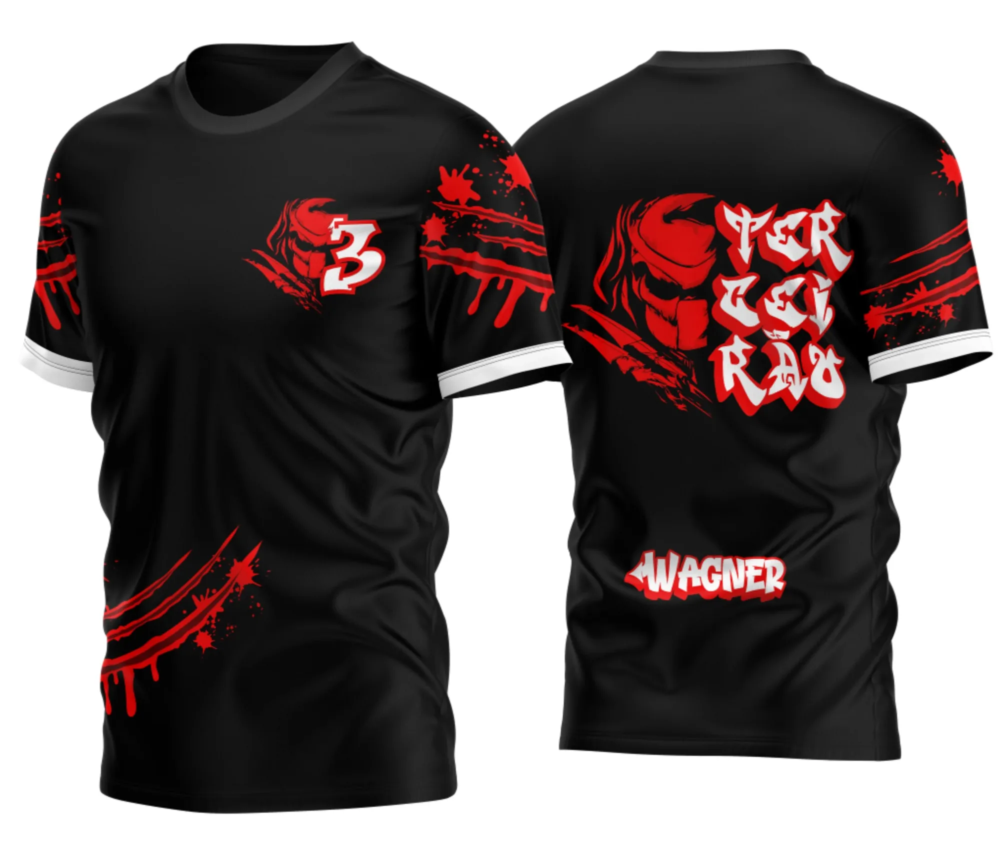 Camiseta unissex preta com logo no peito e estampa grande nas costas do Camisa Terceirão Predator 2026, perfeita para estudantes e fãs do tema ano 2026.