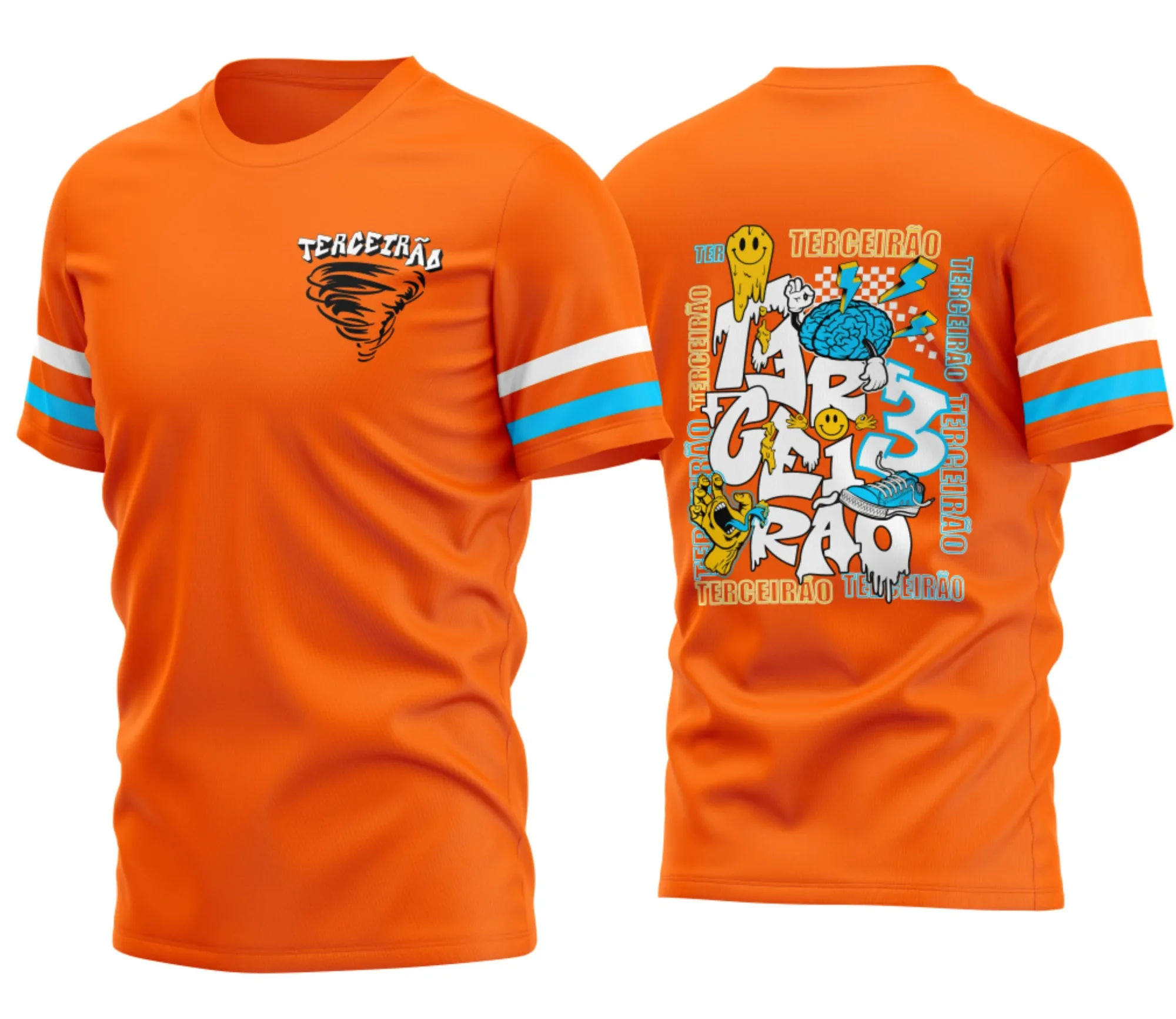 Camiseta unissex preta com logo no peito e estampa grande nas costas do Terceirão Laranja 2026 Formandos, ideal para celebração da turma e conquistas do ensino médio.