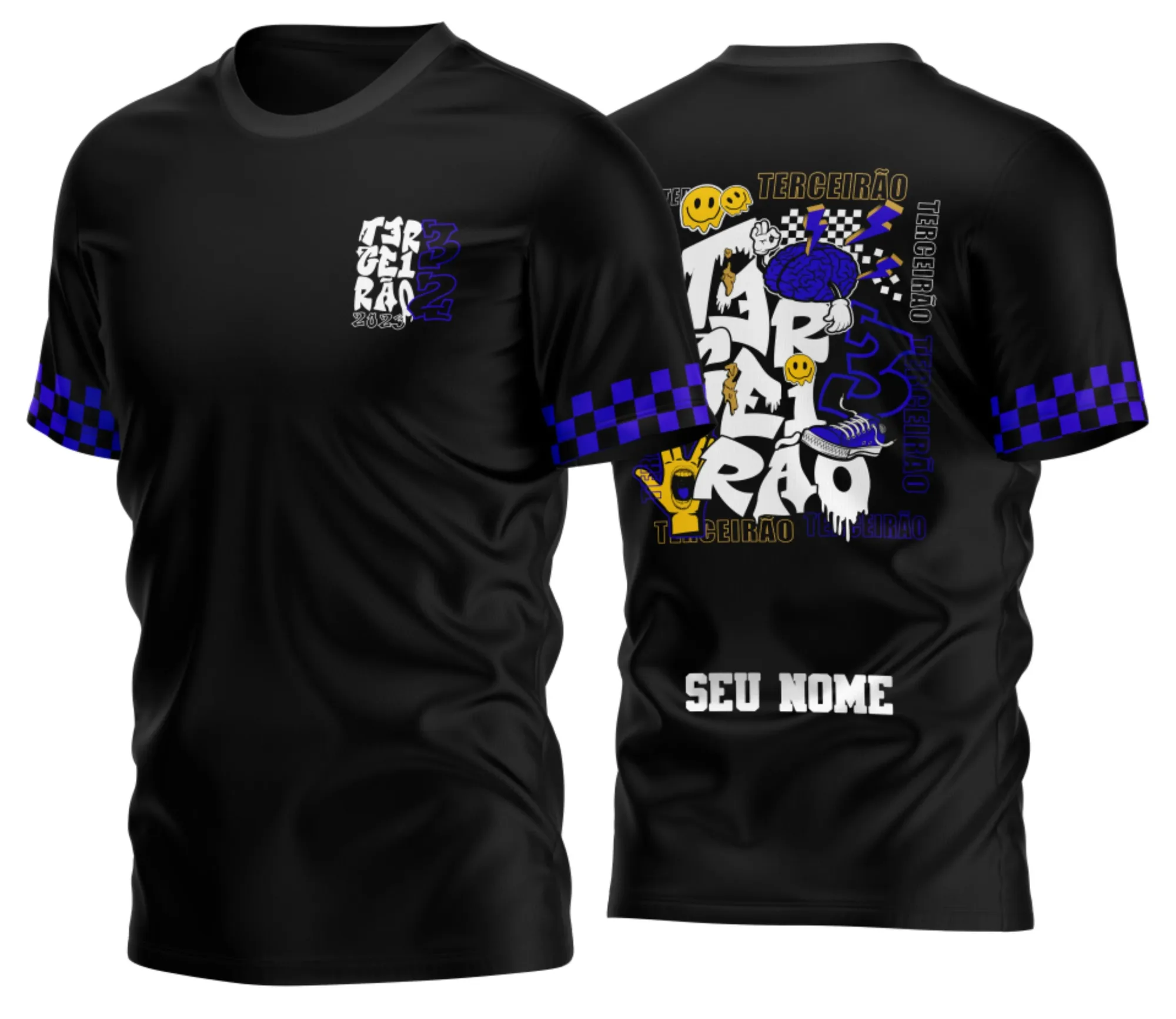 Camiseta unissex preta com logo no peito e estampa grande nas costas com tema Formandos Terceirão 2026, perfeita para celebrar a turma com estilo e identidade.